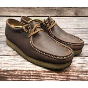 Clarks Wallabee Brown Leather Boots Beeswax Shoes 26103610 Womens 10 Fast Ship